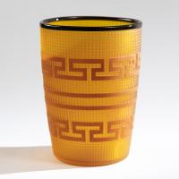Amber Tlingit Glass Basket with Black Lip by Preston Singletary