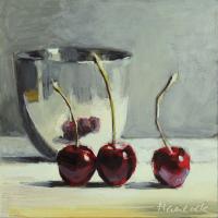 Cherries and Silver Bowl by Gretchen Hancock