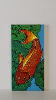 Orange Koi with Green Thought Flowers #3 by Bryon Stewart