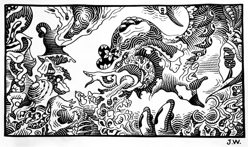 The Pig Went Down to the Harbor at Sunrise and Wept #8, 2017 by Jim Woodring
