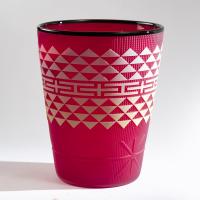 Cranberry Tlingit Glass Basket with Black Lip by Preston Singletary